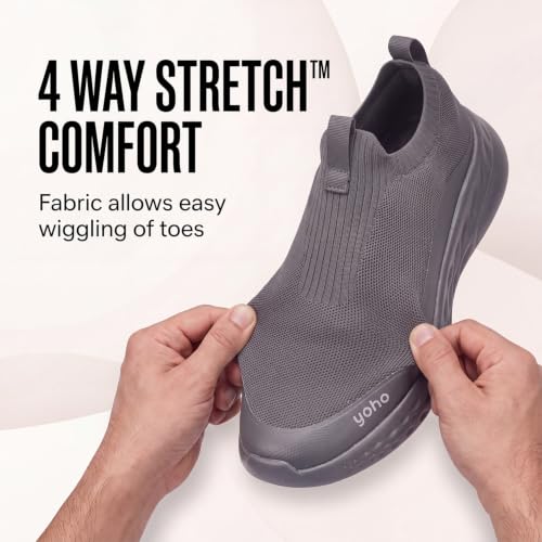 Image of Yoho Men Walking Slip On Shoes | Cushioned, Comfortable, Orthopedic, Lightweight & Breathable Knitted Stretchable Upper | Every Day Casual Wear without Lace, Stylish Footwear for Gents /Boys - UrbanEazyX