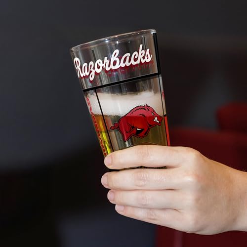 Image of Logo Brands NCAA oz Stained Glass Pint Glass - 3D Embossed Logo & Bold Team Colors - Durable Sports Fan Beer Glass for Home, Bar & Tailgates