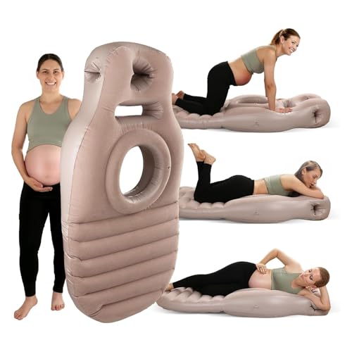 Tummynest - Colchón De Embarazo, Flotador Con Orificio for El Vientre, Almohada Inflable for El Embarazo, El Mejor Flotador De Piscina for Dormir Boca Abajo, Cómodo for Quienes Duermen Boca(marrón)