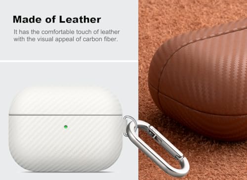 Image of Haobobro Leather Case - for AirPods Pro 3 Case Cover with Keychain - Selected Skin-Friendly Leather, Carbon Fibre Texture, Handmade Shockproof Hard Cover for AirPods Pro 3rd Generation Earbuds - Blue
