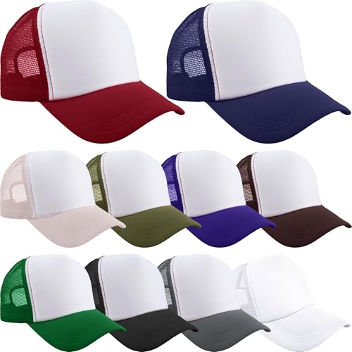 10 Pack Kids Trucker Hat Blank Sublimation Hats Adjustable Summer Baseball Cap Mesh Baseball Hat for Boys Girls