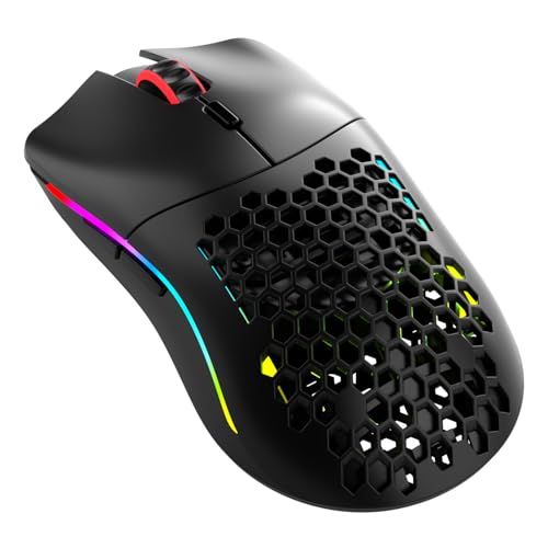 GLORIOUS Model O Classic Wireless Gaming-Maus für PC Niedrige Latenz 19k-DPI-Sensor leichtes Wabendesign 69 g anpassbares RGB mechanische 100M-Klick-Schalter programmierbare Tasten Schwarz
