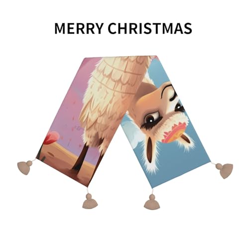 Chemin de table rustique pour déco automne et repas de Noël festif avec franges - 4