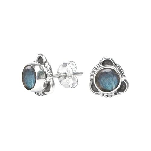 Ana Crafts Labradorite Stone Post Stud Earrings 925 Sterling Silver Gemstone Stud Earrings For Girls Women Jewellery Handmade Earring cover
