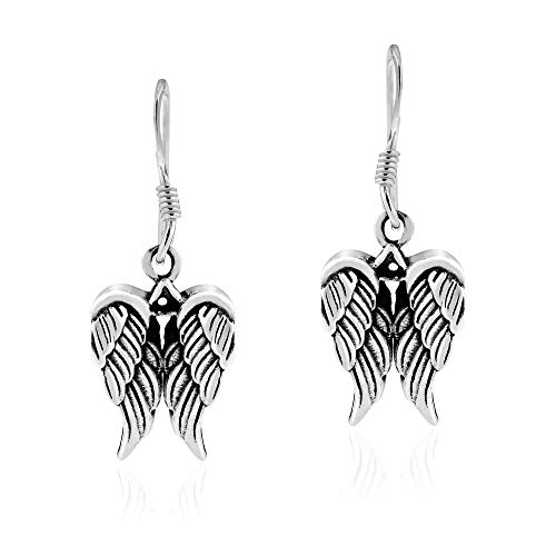 AeraVida Magnifiques boucles d'oreilles pendantes vintage en argent sterling 925 avec ailes d'ange gardien | Boucles d'oreilles pendantes pour femme