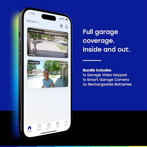 Image of myQ Smart Garage Starter Kit: Garage Door Video Keypad + Rechargeable Battery + Wi-Fi Plug-in 2K Camera, Custom PIN Codes, Wide-Angle Lens, Night Vision, 2-Way Audio, Motion Alerts and App Control