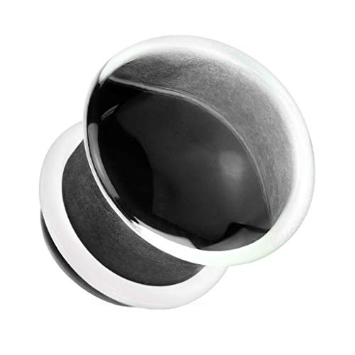 Ohr Tunnel Opal & Ebenholz - Sattelverschluss Ohrtunnel 6-25mm