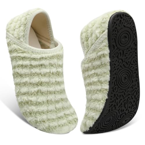 Image of Fires Womens Mens Slippers with Rubber Sole Soft-Lightweight House Slipper Socks Around House Shoes Non Slip Indoor /Outdoor