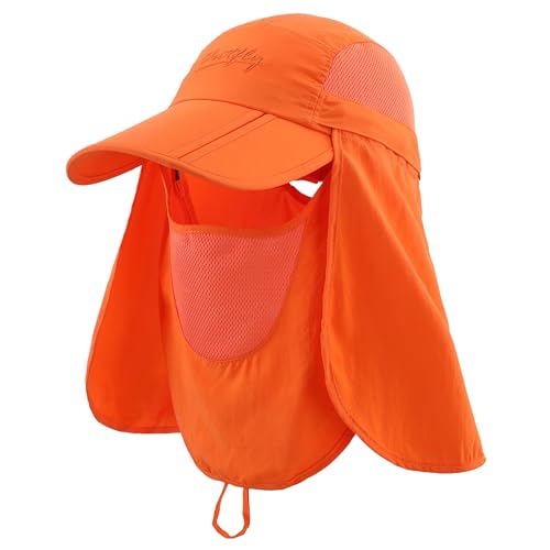 Image of Connectyle Men's Foldable Baseball Sun Cap with Removable Face Mask Neck Flap Cover UPF 50+ Sun Protection Fishing Hiking Hat