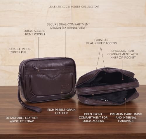 Image of kbi Mens Cash Bag Pouch Money Carrying Handling Luggage Multipurpose Travel Pouch vegan Leathe