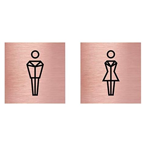 Rose Gold Male & Female Toilet Sign Twin Pack - 100 x 100mm Cover