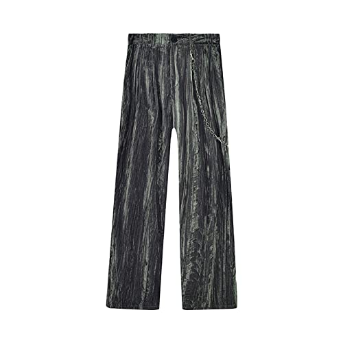 Men's Solid Velour Yoga Pants Vintage Velvet Hip Hop Loose Sweatpant Casual Striped Wide Leg Lounge Pants