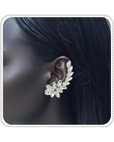 PEARLY JUN Ear Climbers Earrings for Women, 3PC Rhinestone Zircon Gold Plated Full Ear Cuff Crystal Earrings Wraps Pierced Hole Dangle Dainty Trendy Costume Accessories