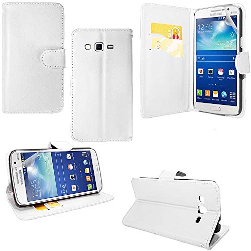 annaPrime Etui Coque Housse pour Samsung Galaxy Core Plus G3500/ Trend 3 G3502, Etui Portefeuille Support Video Cuir PU Couleur Blanc