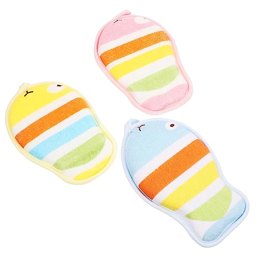 OUNONA 3Piezas Toallas de Bebés Exfoliantes de Cuerpo de Caricatura Compactos Baños y Masajes