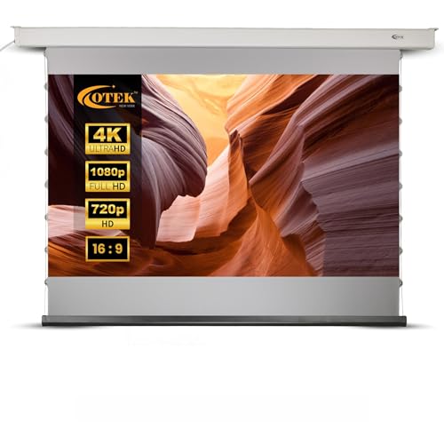 Image of Otek M65 65 Inch Motorized Projector Screen 16:9 ALR Fabric Gain 1.8 Wall Mount Electric Screen with Wireless Remote Ambient Light Rejecting Front Projection Compatible