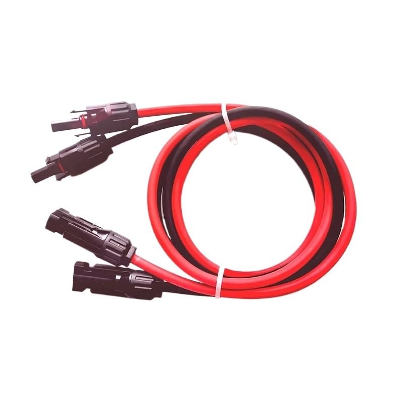 Solar Copper PV Connector Wire Cable 2.5mm2 4mm2 6mm2 with Connector Tinned-Copper Conductor 10 12 14AWG(12 AWG-4mm2,6m Black and 6m red)