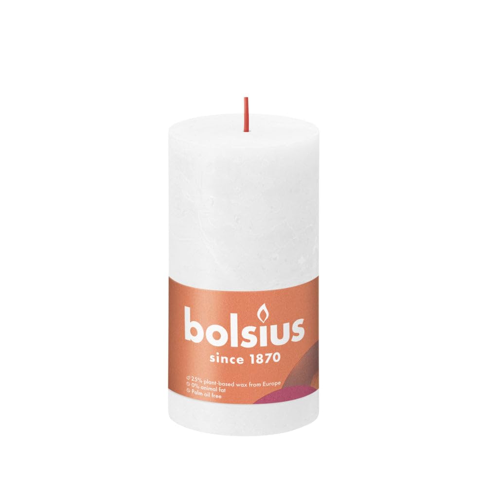 Stompkaars rustiek cloudy white 80/68 Bolsius | Van 't Ende Stompkaars rustiek cloudy white 80/68 Bolsius | Van 't Ende