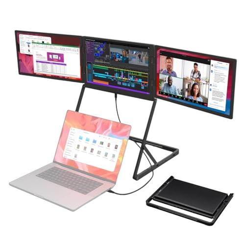 Image of Portable Monitor Displays for Laptop 3 Screens, FHD Laptop Screen Extender 15.6 inch with 360 Rotation Viewing Angles, Height Adjustable