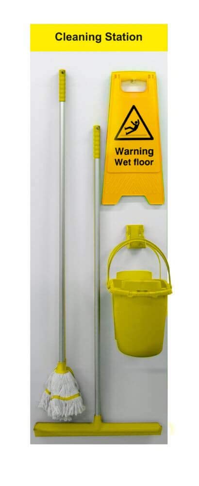 Trade Shop DirectFully Stocked Cleaning Shadow Board Yellow Components