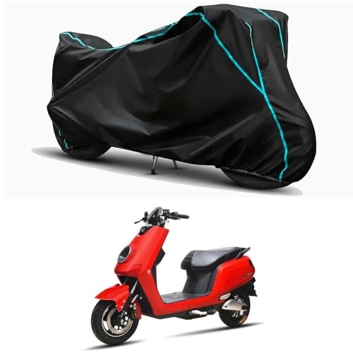 Image of Waterproof Bike Body Cover Compatible for | Benling Icon LI | Taffeta Fabric, Sky Piping Design, Bottom Elastic Fit | Dustproof, Sun UV & Rain Protection for All Weather.