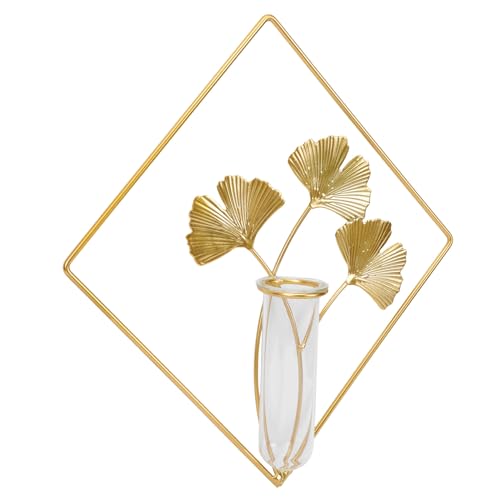 SHINEOFI Vase Mural Hydroponique Fer et Verre Décoration Intérieure DIY pour Salon Restaurant et Bureau Support pour Plantes Air et Fleurs Suspendues Ornement Mural Moderne Élégant