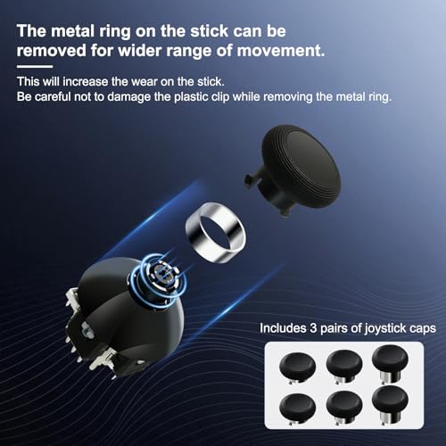 Image of AKNES GuliKit TMR Electromagnetic Joysticks for Switch Pro Controller, 720 Adjustable Tension Stick Replacement, with 3 Pairs Height Thumbstick Caps, Soldering Required