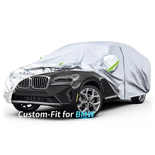 Image of Custom-Fit for BMW Car Cover, 7 Layers Car Cover Waterproof All Weather for Automobiles, Outdoor Full Cover Rain Sun UV Protection with Zipper (for BMW X4)