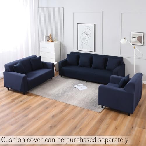Image of HOKIPO 140 GSM Sofa Cover 5 Seater Elastic Stretchable Sofa Slipcover Protector, Space Blue (AR-4277-E6*2 + AR-4279-E6)