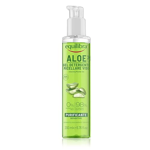 Immagine del prodotto Equilibra Viso, Aloe Gel Detergente Micellare Viso, Gel Detergente Viso con Aloe Vera e Aloe 3+ per Pelli Sensibili, Struccante, Rimuove Residui di Make-up e Impurità, Idratante e Tonificante, 200 ml