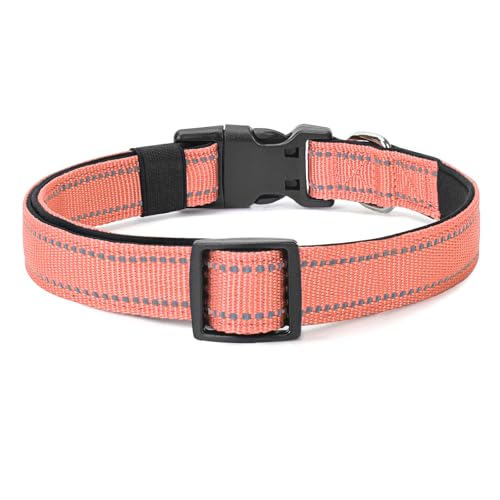 Image of Reflective Dog Collar, Adjustable Nylon for Medium Dogs,Coral