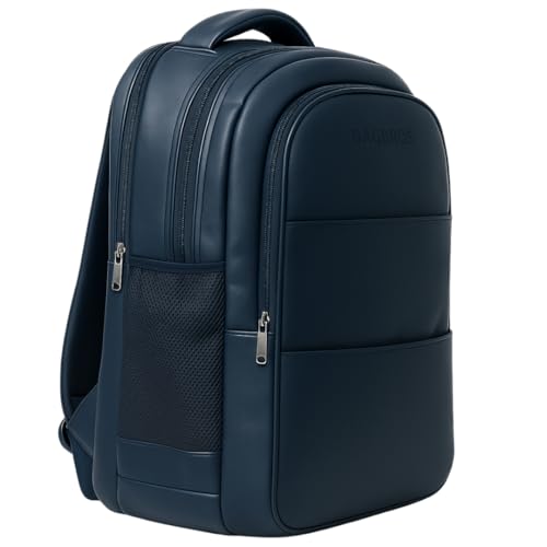 Image of Bagbros 30L Faux Leather Laptop Backpack for Men & Women - Premium Waterproof Anti-Theft Travel Bag with Multi-Pocket Organizer | Work, Gym, Office, College, School Use