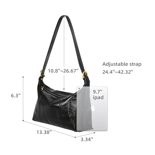 Iswee Leather Purses Black Shoulder Purse Designer Hobo Crossbody Bags for Women Satchel Handbags with Adjustable Strap3