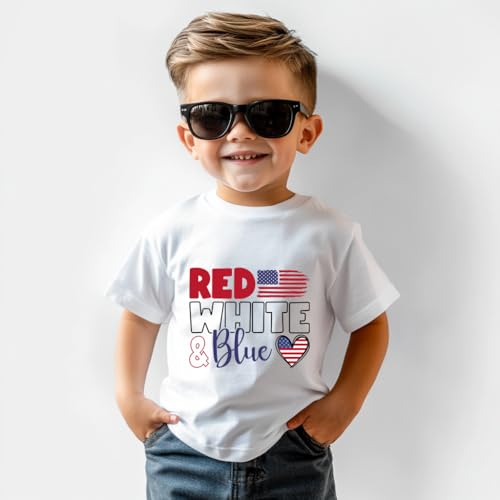 Funny 4th of July Shirts for Kids - Boys Girls Patriotic USA Red White and Blue T-Shirt 2-8 Years3