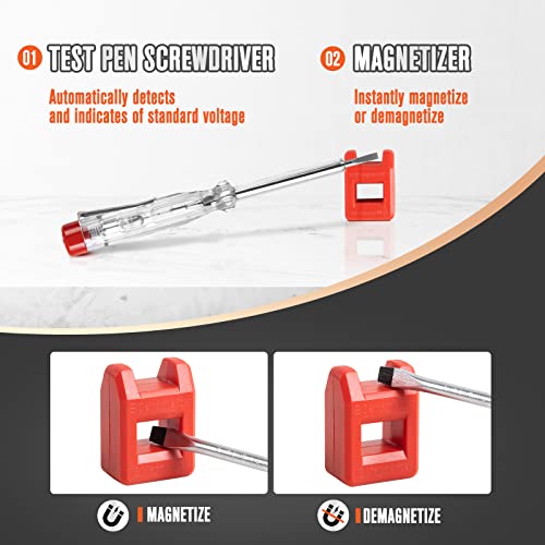 Xjx 21-Piece Magnetic Screwdriver Set, Precision Screwdriver Set Phillips/Slotted/Torx Screwdriver Set Professional Cushion Grip Screw Driver Set With Tester Screwdriver, Magnetizer #TOP2