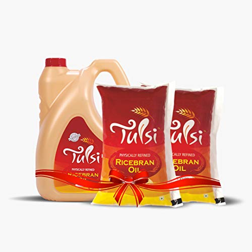 Image of Tulsi Physically Refined Rice Bran Oil 5 litres + 2 Litre Pouches Free