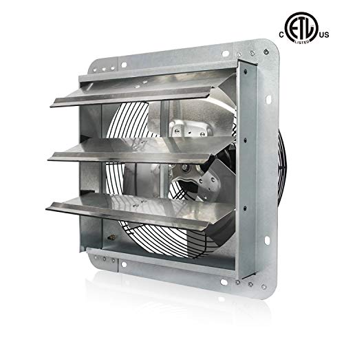 JPOWER 12 Inch High Speed Automatic Aluminum Shutter Exhaust Fan Wall Mounted 1800CFM