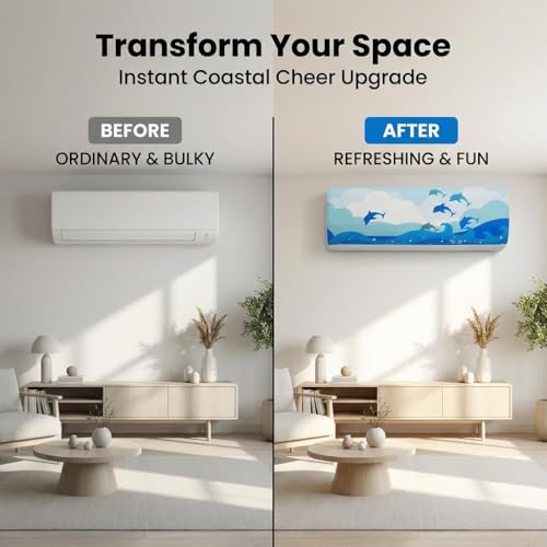 Image of Split AC Cover 1 ton, 1.5 ton to 2 Ton |Designer Digital Print Indoor AC Dust Cover | Stretchable Lycra Fabric | 38x12x9 Inch | Washable Polyester AC Indoor Unit Cover | Dust Dirt Resistant