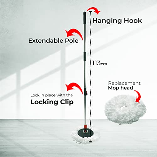 DIVCHI Drehmopp und Eimer-Set, Bodenreinigung, Wischeimer mit Wasserauslassstopfen, praktische Räder und ausziehbarer Griff – Bild 6