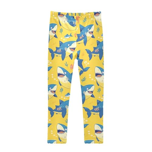 KLL Funny Seamless Shark Saffron Toddler Girls' Legging Casual High Waisted Athleisure Pants Exercise