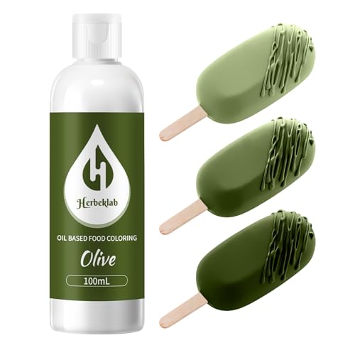 Image of Olive Oil Based Food Coloring for Chocolate - Herbeklab 100ml Professional Concentrated Oil Food Dye for Candy Melts, Chocolate, Cake Pops, Strawberries & Baking