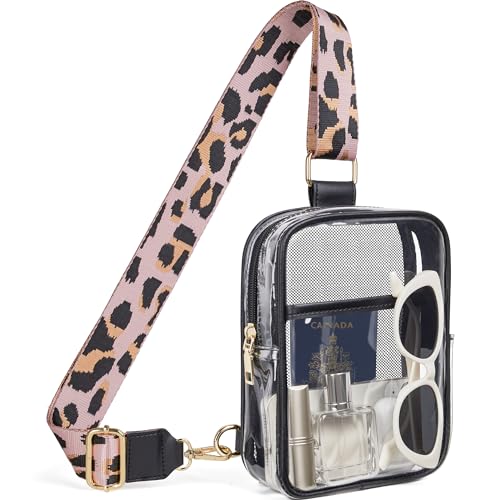 Nifiredacor Clear Bag for Stadium Events, Clear Crossbody Bag Stadium Approved Fanny Pack Concert Purses for Women Men