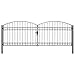 vidaXL Zauntor mit Gewölbter Spitze Doppelflügeltor Metalltor Gartentor Gartenzaun Tor Pforte Doppeltor Hoftor Einfahrtstor Stahl 400x125cm Schwarz