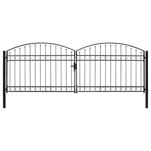 vidaXL Zauntor mit Gewölbter Spitze Doppelflügeltor Metalltor Gartentor...
