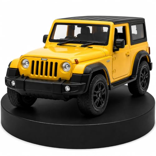 Image of Amisha Gift Gallery Thar Diecast Metal Toy Car for Kids, Yellow, 1:32 Scale | Pull Back Action, Openable Doors, Mini Jeep SUV Model Vehicle, Lights & Sound, Collectible