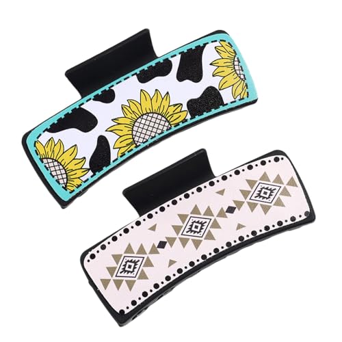 ウエスタンプリントヘアクリップ、女性用ウエスタンヘアクリップ | ヘアクリップレザースクエアヘアクロークリップ,デート、夜の外出、日常使用、仕事、旅行、パーティーに適したスタイリッシュで寛大なヘアスタイリングツール