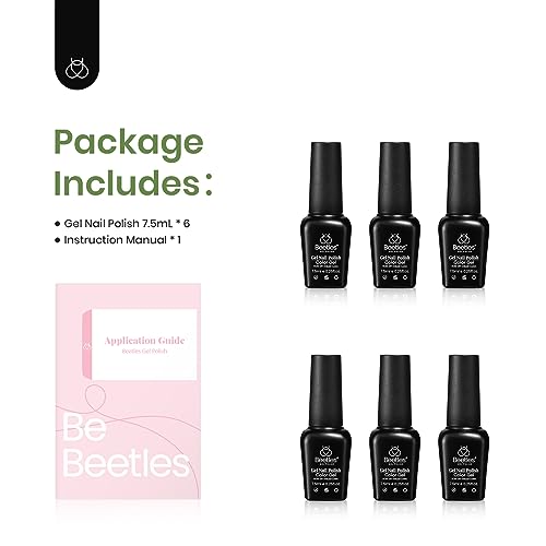 Image of Beetles Green Gel Nail Polish Set - 6 Colors Green Gray Blue Glitter Nail Gel Polish Soak off Uv Gel Nail Art Manicure Gifts for Women