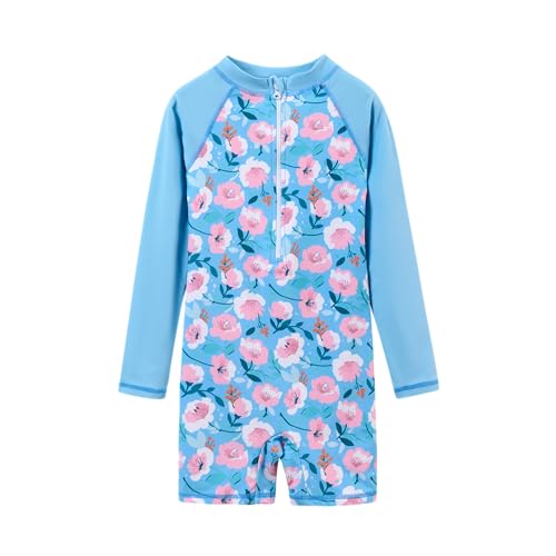 Image of Girls Swimsuit Long Sleeve Rash Guards Swim Suit 4-12Y