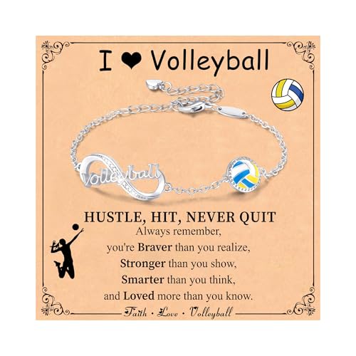 Image of Softball /Volleyball /Soccer /Basketball Bracelet for Girls Teen Women,14K Gold Plated Infinity Charm Link Bracelet Sports Accessories Jewelry Gifts for Lovers Players Team Coach