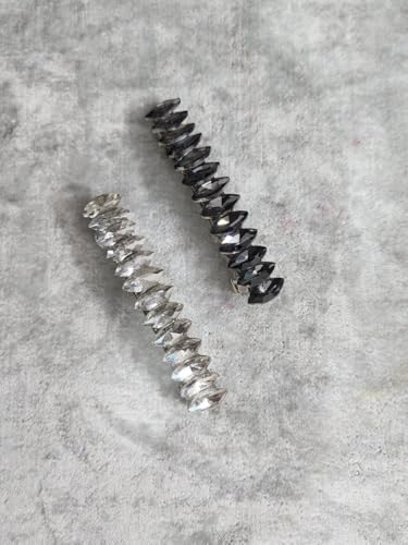 Image of Pearl & Crystal Hair Clips Set for Women, Elegant Rhinestone Barrettes, Stylish Hair Pins for Party, Wedding, Daily Wear - Pack of 2